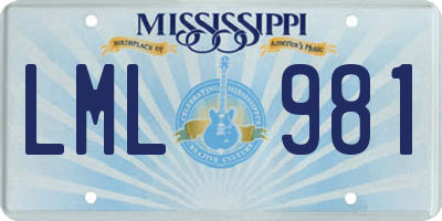 MS license plate LML981