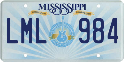 MS license plate LML984