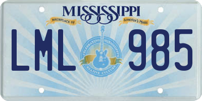 MS license plate LML985