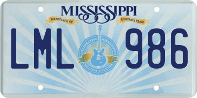 MS license plate LML986