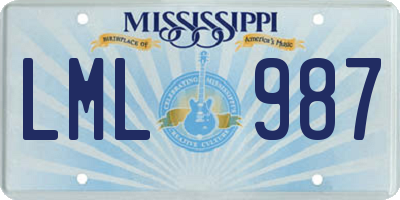 MS license plate LML987