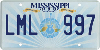 MS license plate LML997