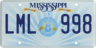 MS license plate LML998