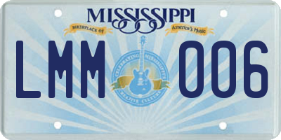 MS license plate LMM006