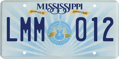 MS license plate LMM012