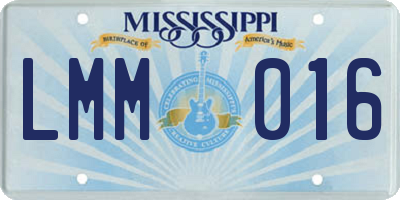 MS license plate LMM016