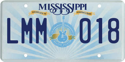 MS license plate LMM018
