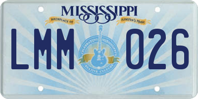 MS license plate LMM026