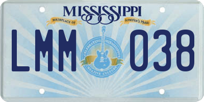 MS license plate LMM038
