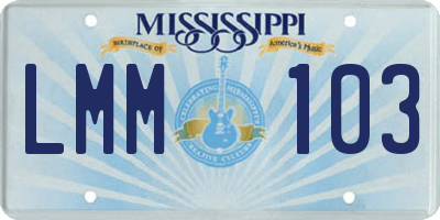 MS license plate LMM103