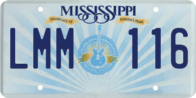 MS license plate LMM116