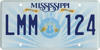 MS license plate LMM124