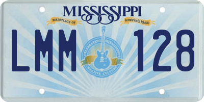 MS license plate LMM128