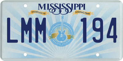 MS license plate LMM194