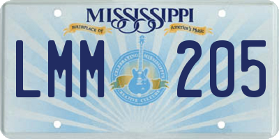 MS license plate LMM205