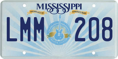 MS license plate LMM208