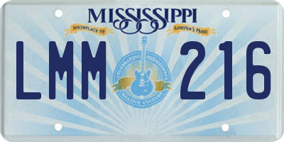MS license plate LMM216