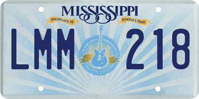 MS license plate LMM218