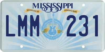 MS license plate LMM231