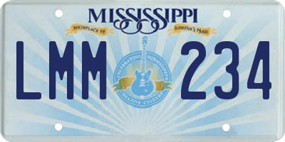 MS license plate LMM234