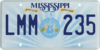 MS license plate LMM235