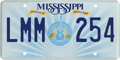 MS license plate LMM254