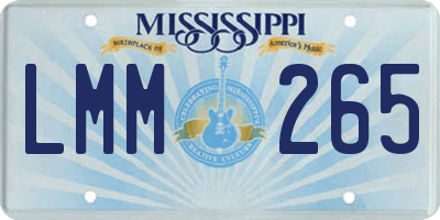 MS license plate LMM265