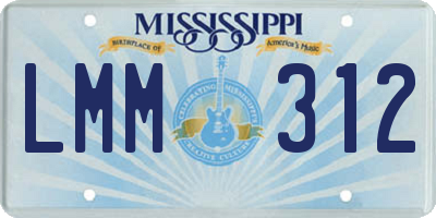 MS license plate LMM312