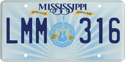 MS license plate LMM316