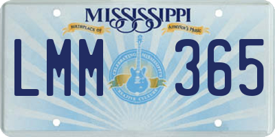 MS license plate LMM365