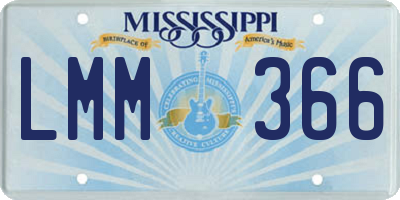 MS license plate LMM366