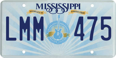 MS license plate LMM475
