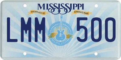 MS license plate LMM500