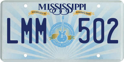 MS license plate LMM502