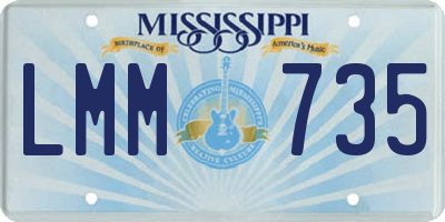MS license plate LMM735