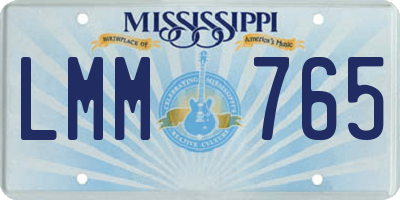 MS license plate LMM765