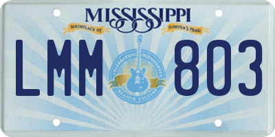 MS license plate LMM803