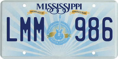 MS license plate LMM986