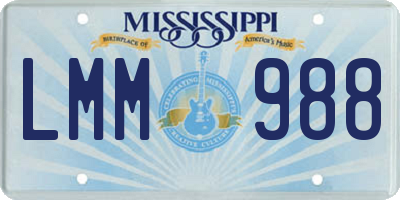 MS license plate LMM988
