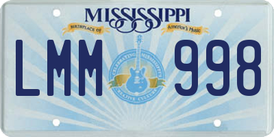 MS license plate LMM998