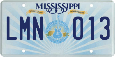 MS license plate LMN013