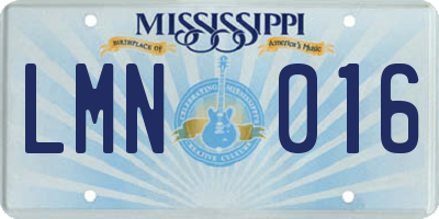 MS license plate LMN016