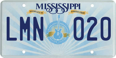 MS license plate LMN020