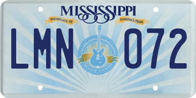 MS license plate LMN072