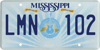 MS license plate LMN102