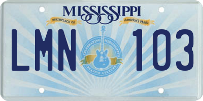 MS license plate LMN103