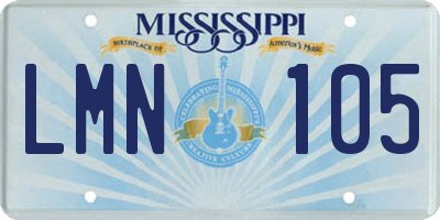 MS license plate LMN105