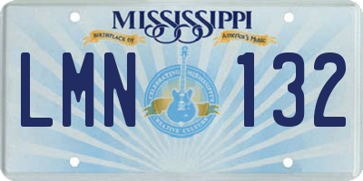 MS license plate LMN132