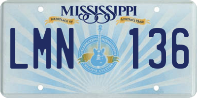 MS license plate LMN136
