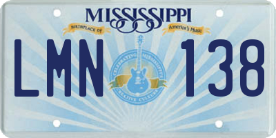 MS license plate LMN138